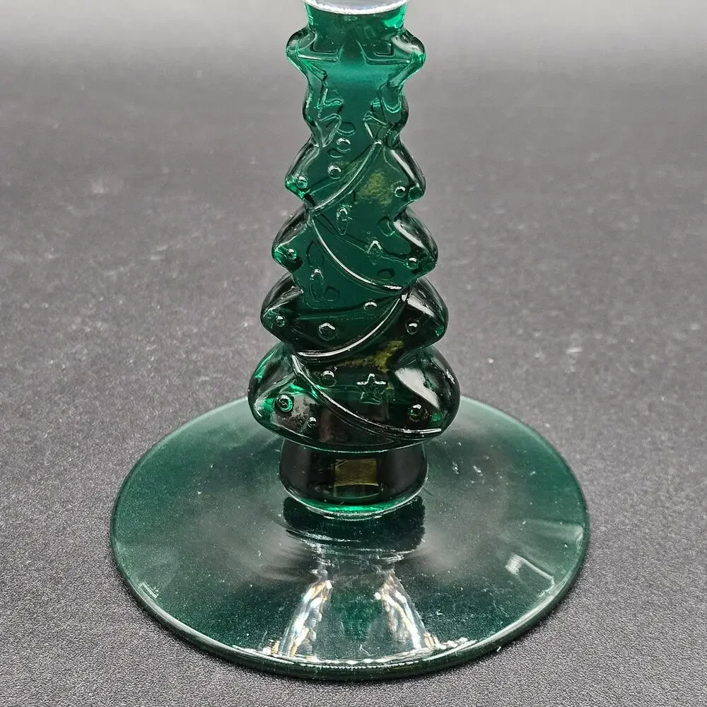 Holiday Libbey Christmas Tree Stemmed Wine Glasses Set 6